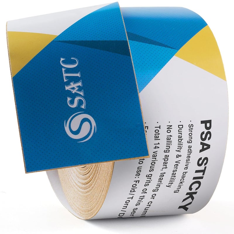 S SATC 220 Grit PSA Longboard Sandpaper 20 Yard Long Continuous Roll, 2-3/4" Wide Self Adhesive Stickyback Sanding Sheets for Automotive, Hand Sanding Blocks,Woodworking, Metal, Plastic - Image 1